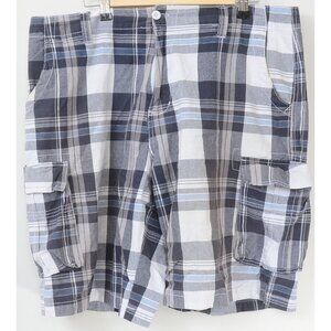 Monument Men's 38 Plaid Cargo Shorts Blue Grey Plaid Summer Golf Preppy